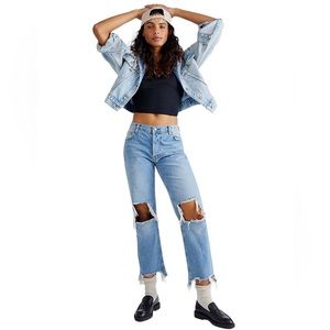 NWT Free People Maggie Mid-Rise Straight-Leg Jeans